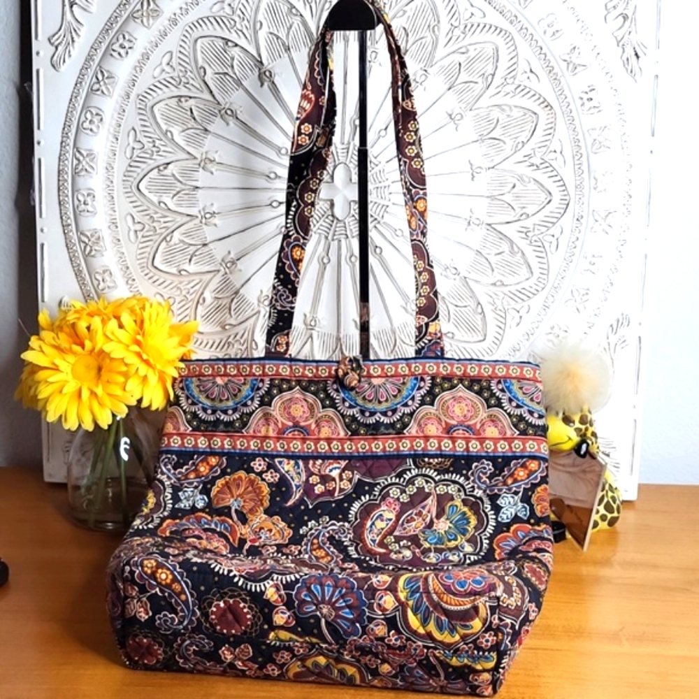 Vera Bradley Brown Multi Color Floral Paisley Tote - Picture 10 of 12